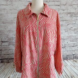 Chicos Zenergy Size 3 XL Red Gold Lightweight Jacket
